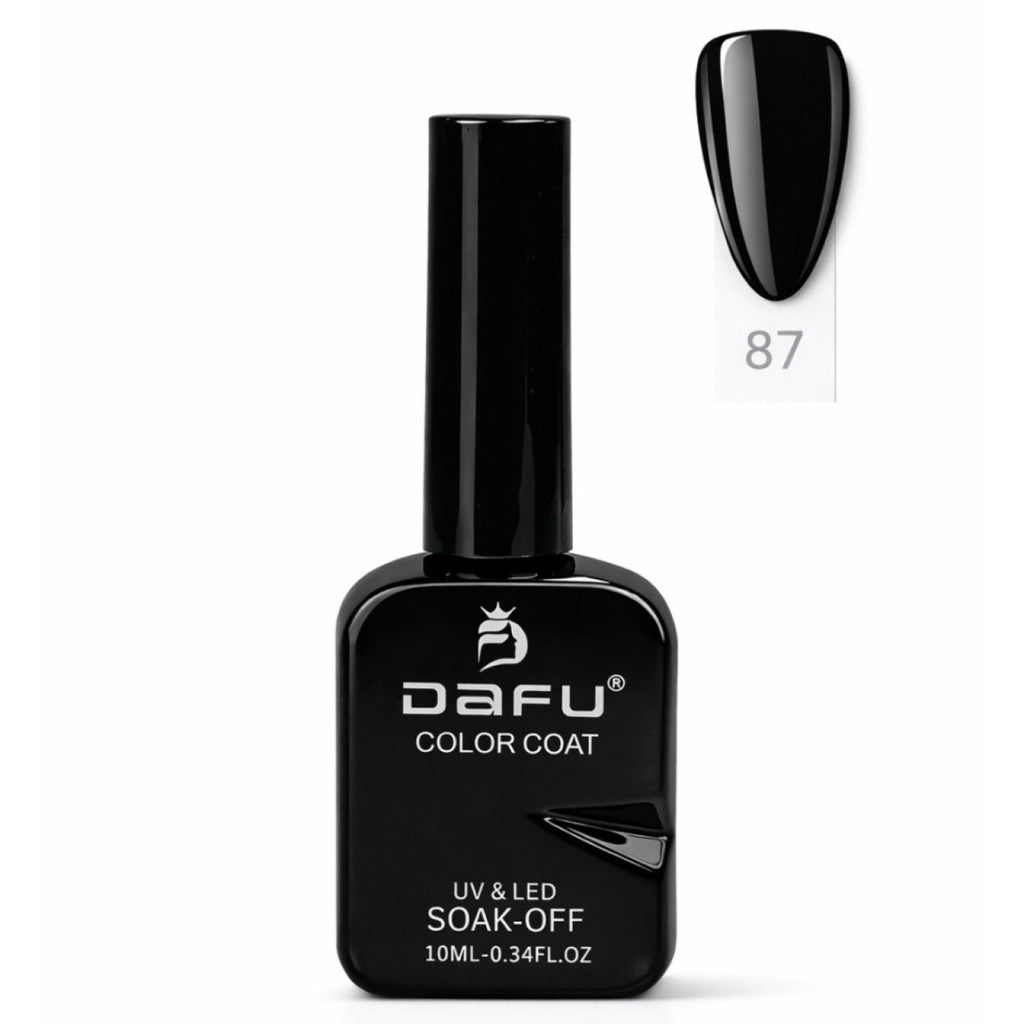 Esmalte em gel preto Dafu para unhas, frasco de 10ml, acabamento brilho, número 87.