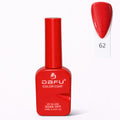 Esmalte gel vermelho para unhas, cor 62, frasco com tampa longa, acabamento brilhante.