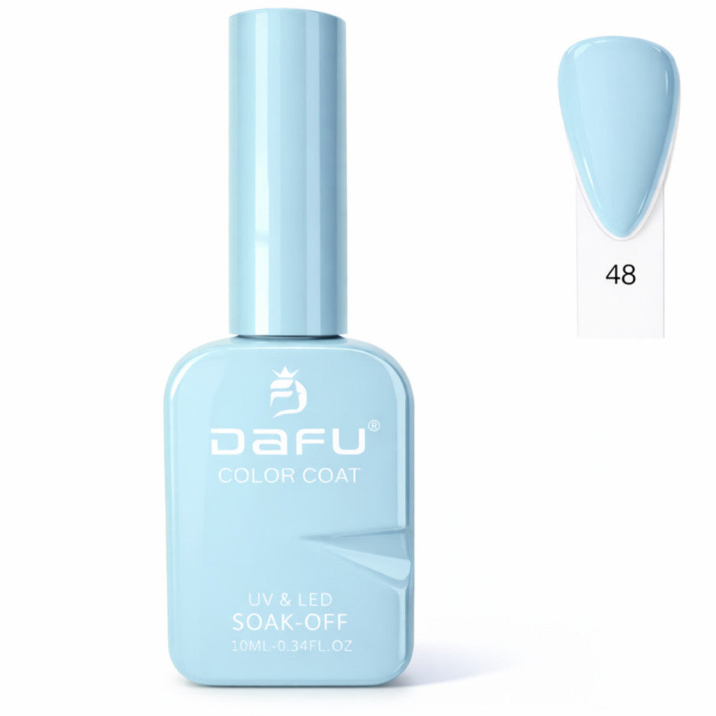 Esmalte gel azul claro Dafu para unhas, frasco 10ml, cor número 48, acabamento UV e LED.