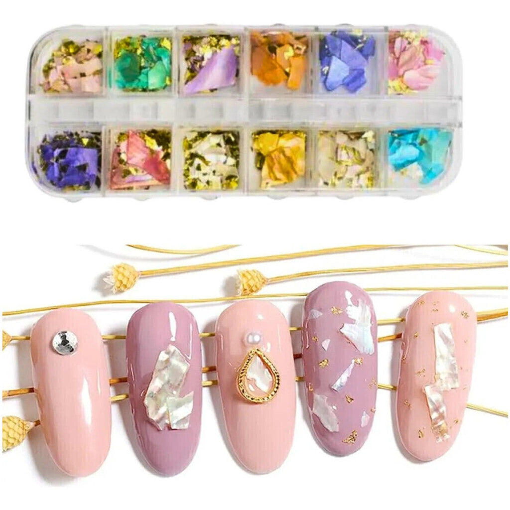 12 Madre Peróla Concha Fio De Ouro Decoração Unha Acrigel