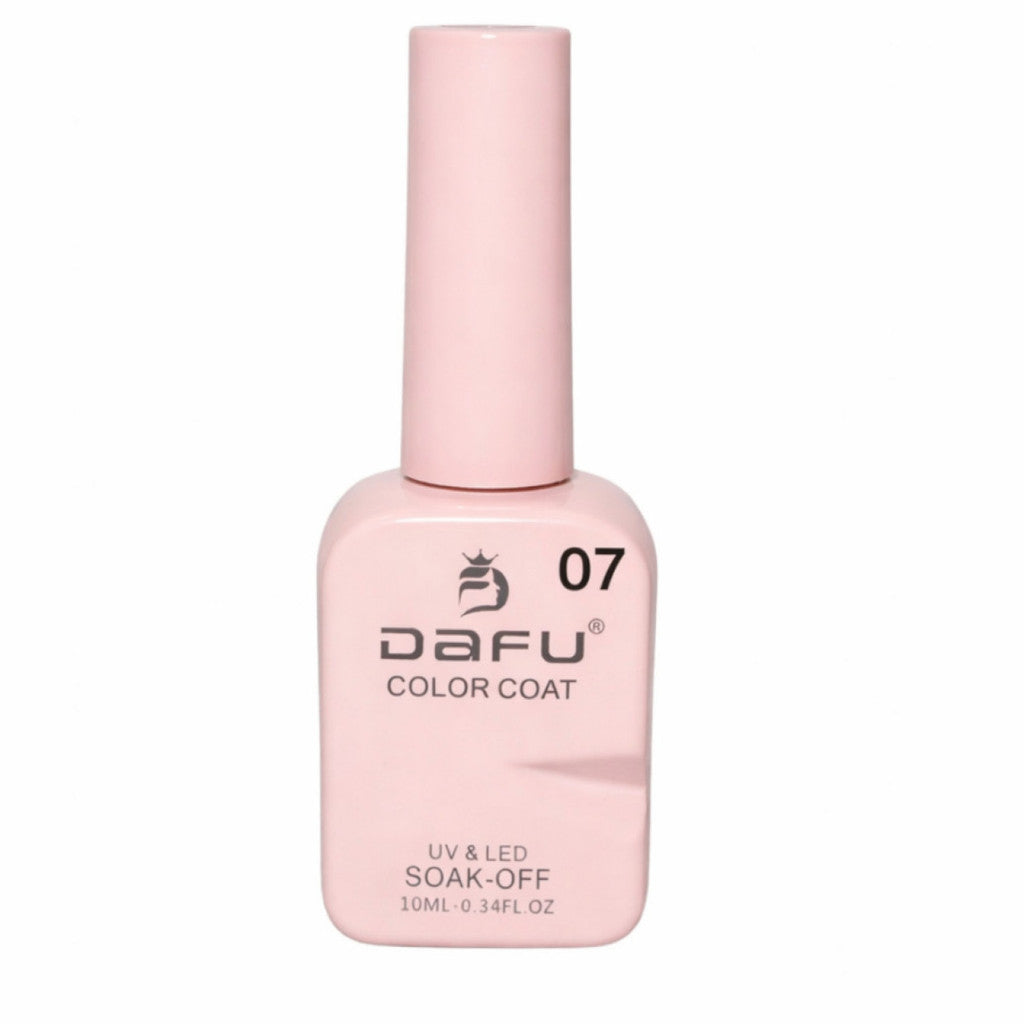 Esmalte gel cor rosa claro DaFu Color Coat 07, frasco 10ml, acabamento UV e LED.