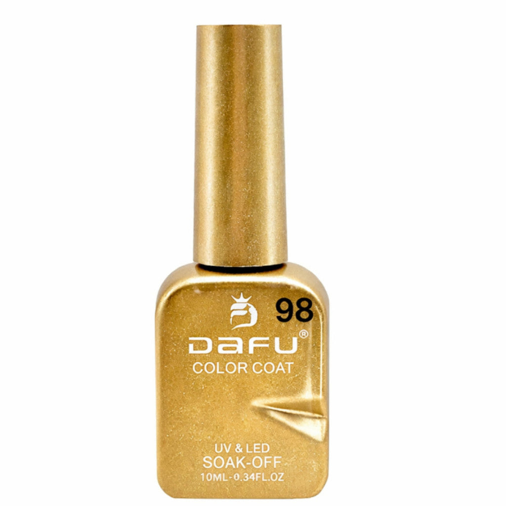 Esmalte dourado UV LED para unhas, frasco retangular com tampa longa, linha DaFu Color Coat