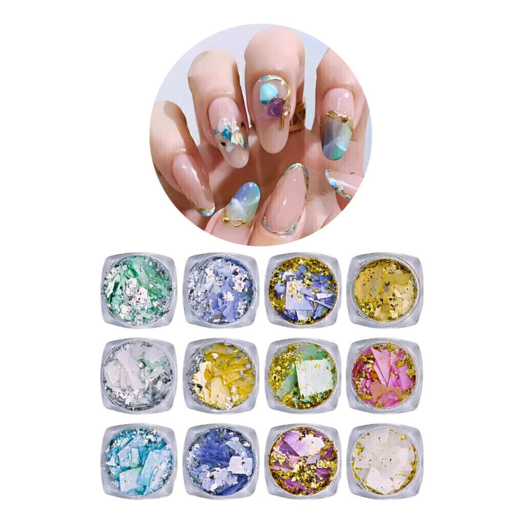 12 Madre Peróla Concha Fio De Ouro Decoração Unha Acrigel