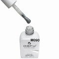 Esmalte em gel prateado Dafu M090, frasco branco com pincel aplicador aberto