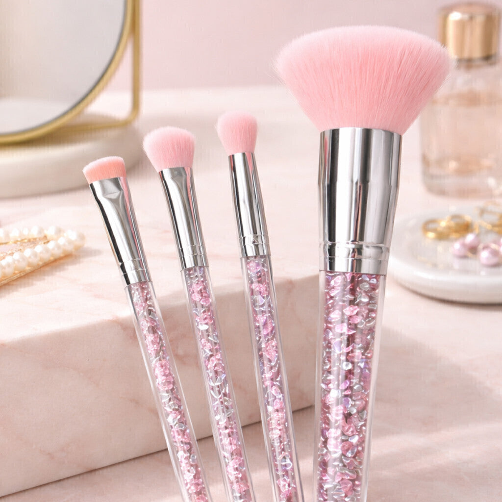 Kit C/4 Pinceis De Maquiagem Makeup Cristal Luxe Dafu