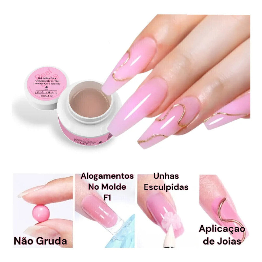 Gel Solido Para Alongamento Powder Gel 5 Nude Real Love 15G