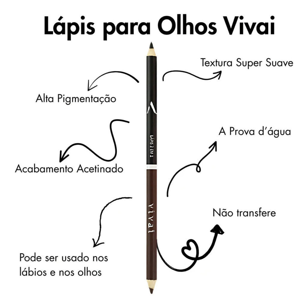 Lápis Duo Vivai Preto E Marrom Com Apontador Ideal Para Ol