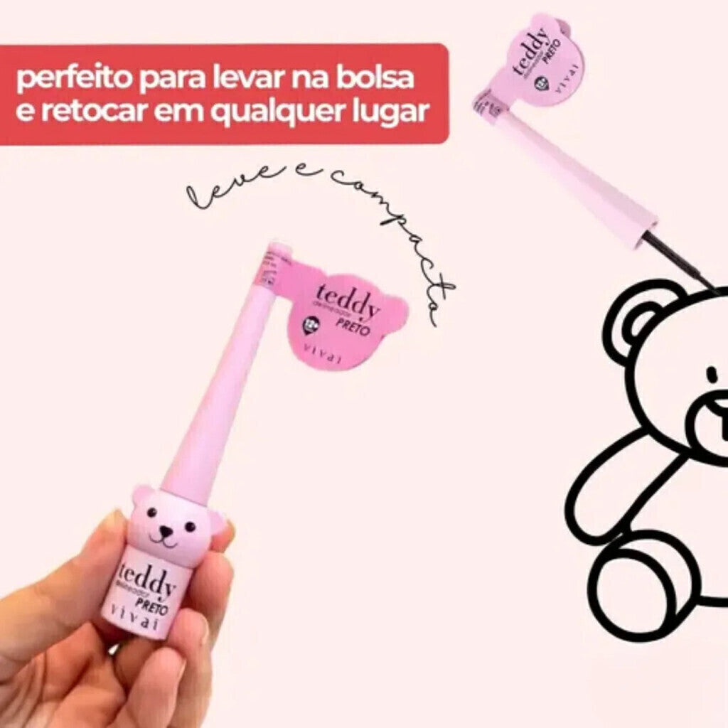 Delineador Líquido Preto Matte Teddy Vivai Longa Duração
