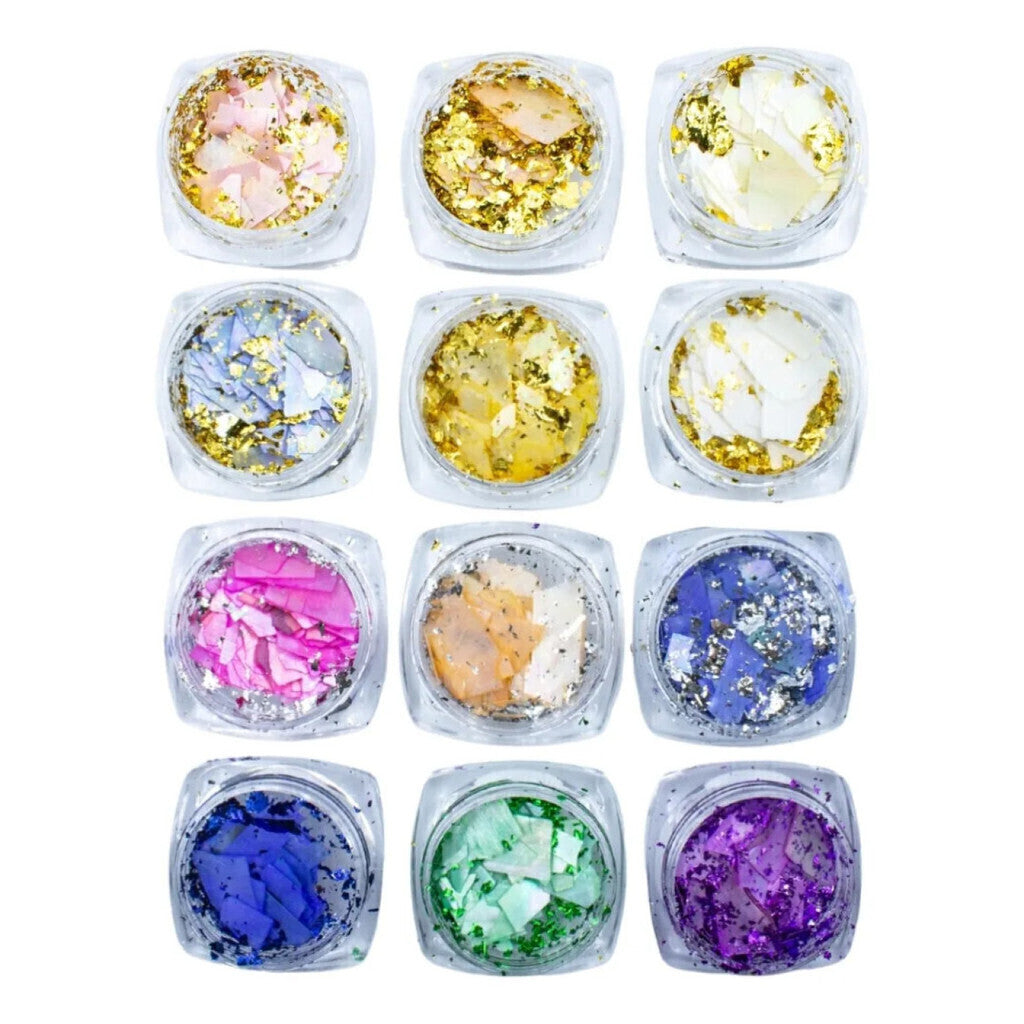 12 Madre Peróla Concha Fio De Ouro Decoração Unha Acrigel