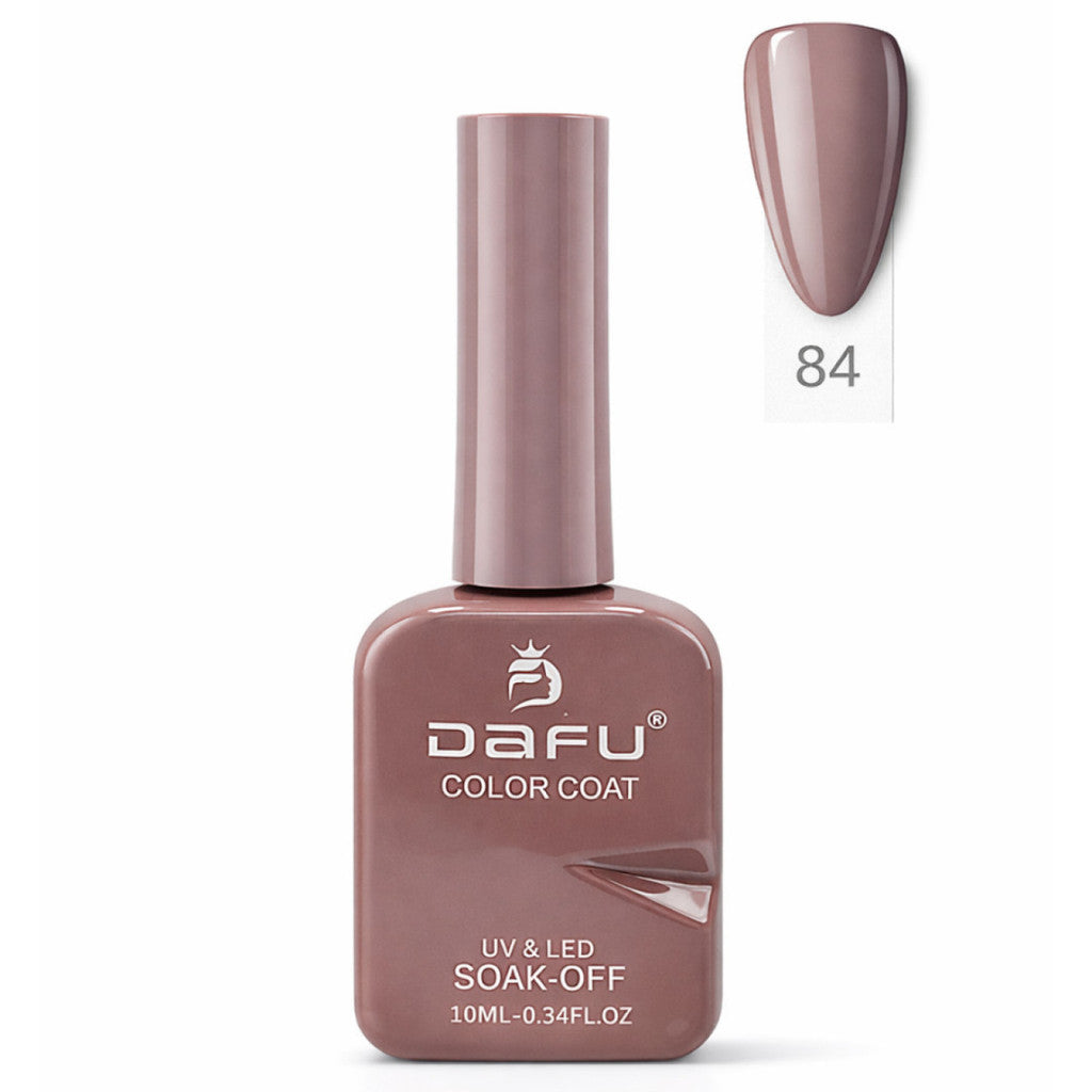 Esmalte em gel marrom DaFu para unhas, acabamento brilho, frasco UV LED soak-off, cor 84.