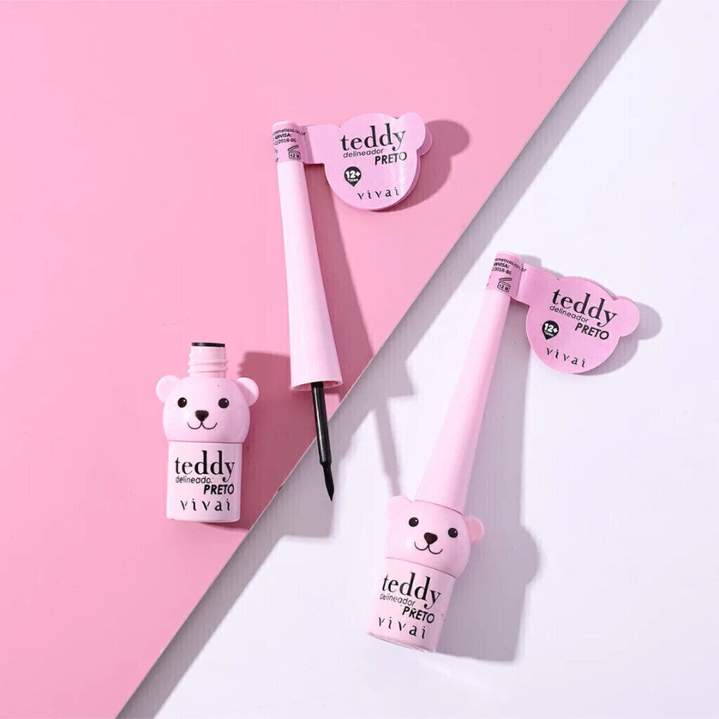Delineador Líquido Preto Matte Teddy Vivai Longa Duração