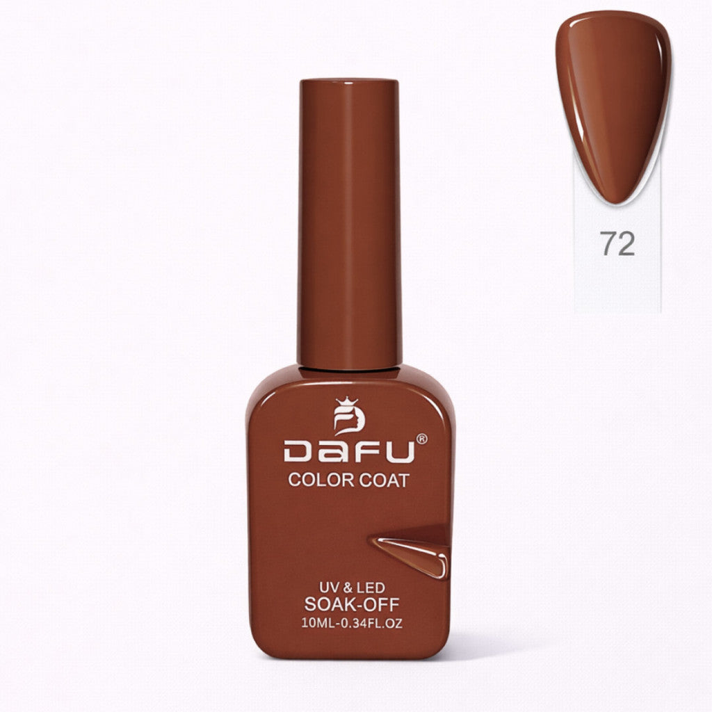 Esmalte gel marrom para unhas, acabamento brilhante, frasco de 10ml, número 72