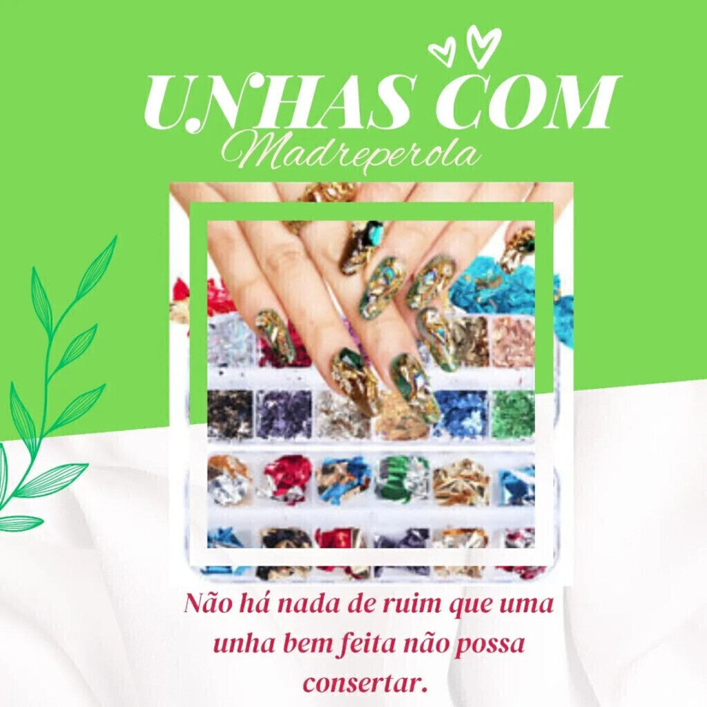 12 Madre Peróla Concha Fio De Ouro Decoração Unha Acrigel