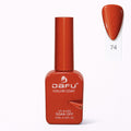 Esmalte gel laranja queimado DAFU, frasco 10ml, amostra cor número 74, acabamento UV e LED.