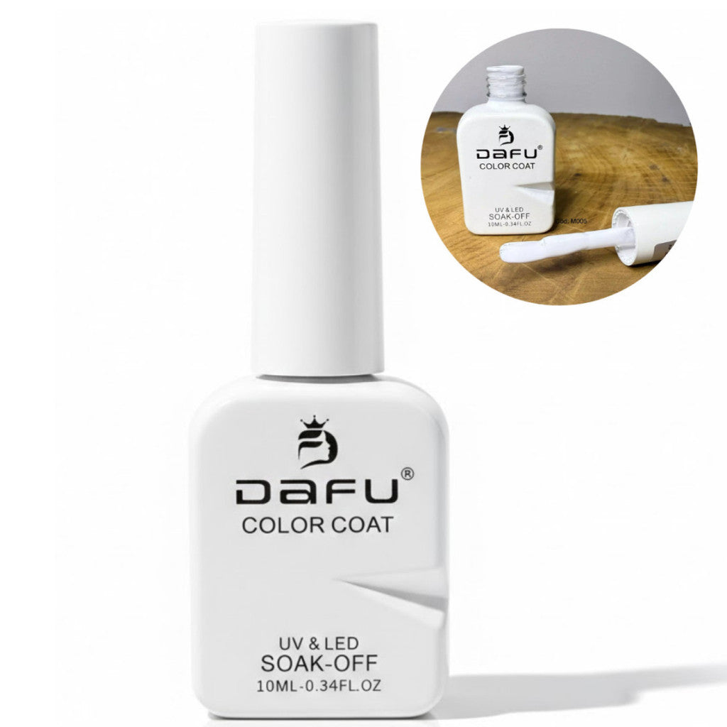 Esmalte em gel branco Dafu Color Coat para unhas, frasco UV e LED soak-off 10ml.